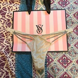 Victoria's Secret white thong with rhinestones